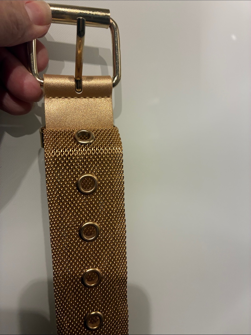 Gold Textured ladies Belt with Metal Buckle
